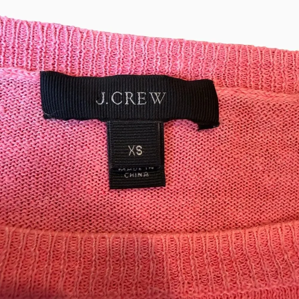 J.Crew Women's Pink 100% Linen Lightweight Knit Sweater Size XS Oversized